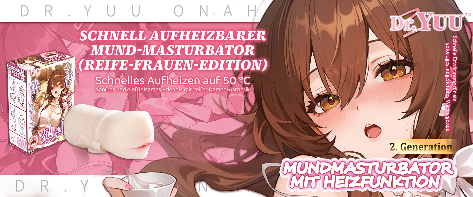 Dr.YUU Mundmasturbator 2.0 | 50°C Graphen-Heizung in 5 Min. & Deep-Throat Stimulation