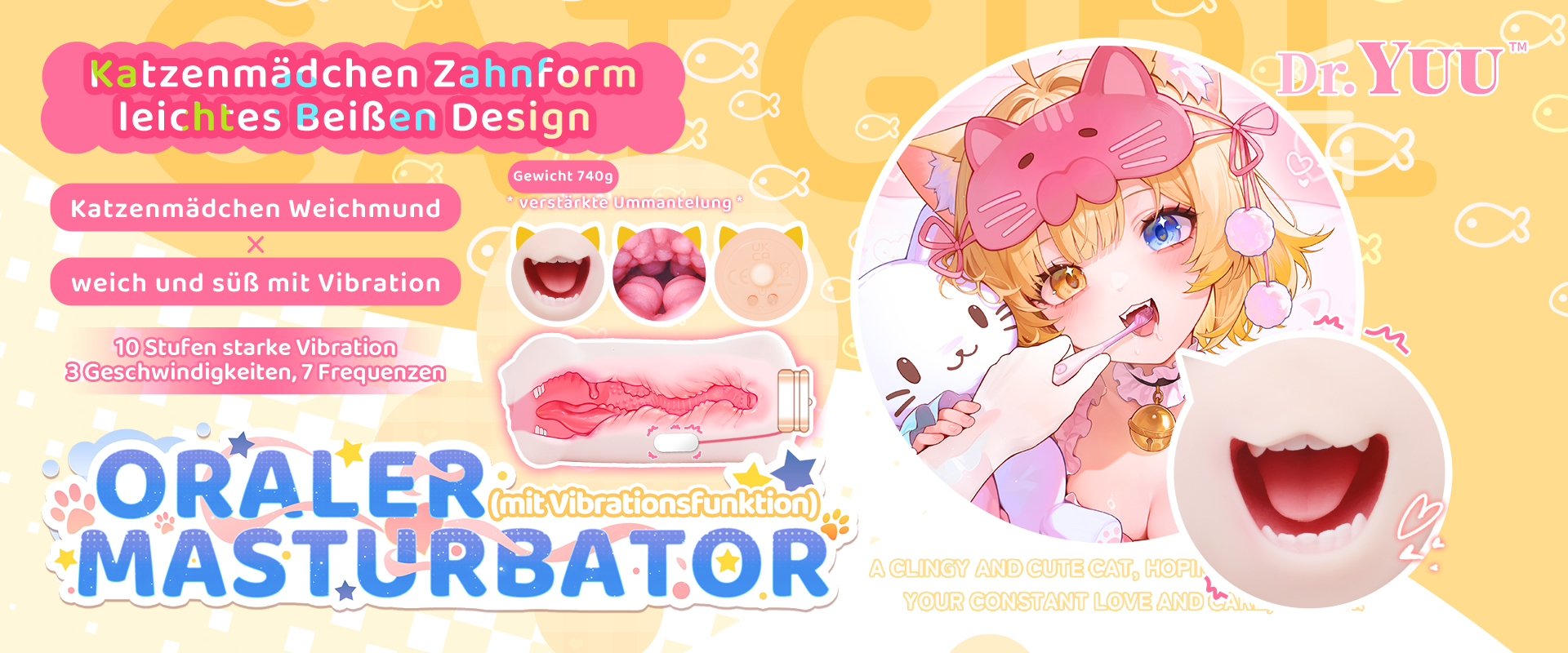 Dr.YUU Anime Onahole Masturbator | 50°C Graphen-Heizung & 10-Stufen Vibration mit Saugfunktion